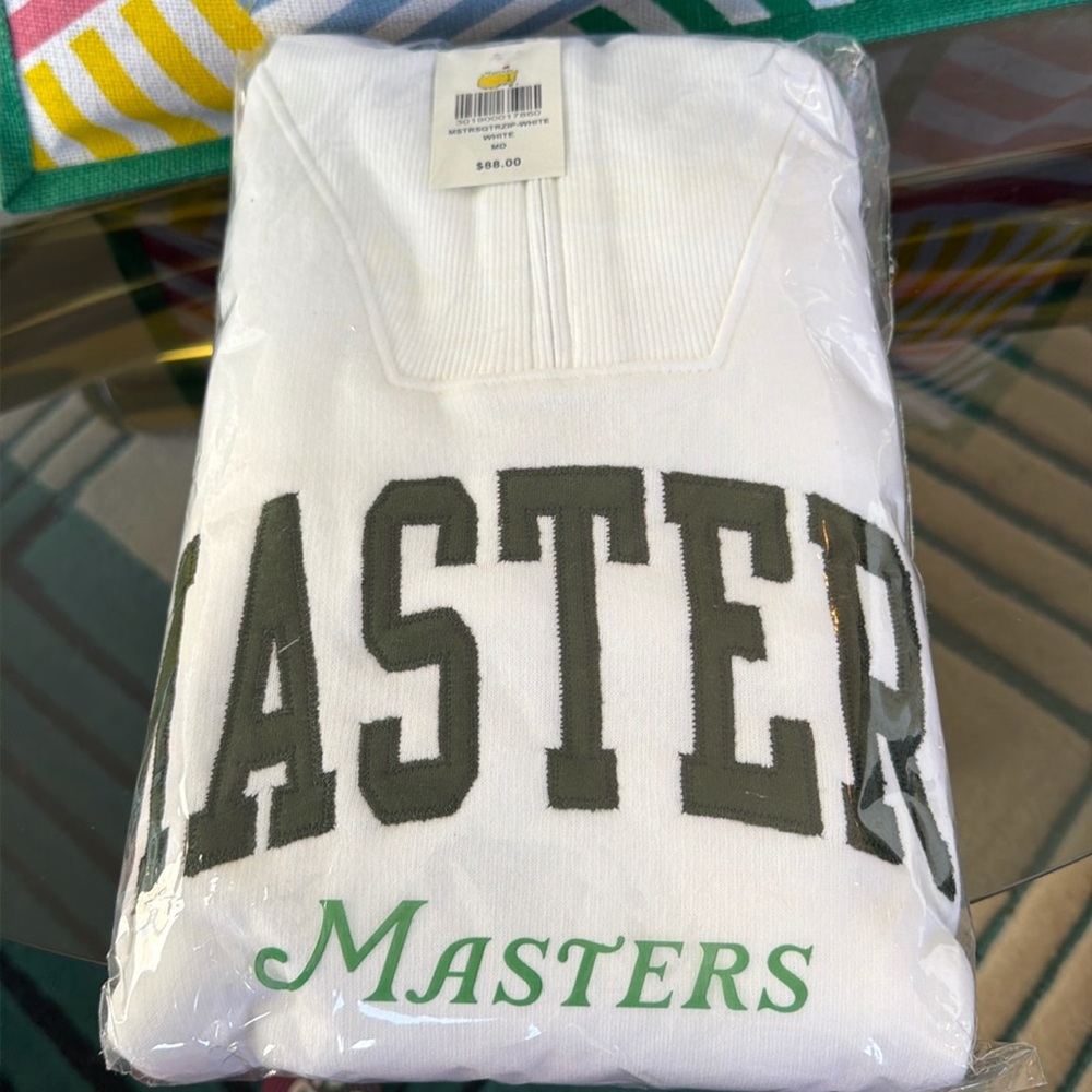 2026 (NEW WITH TAGS) Masters White Half-Zip Pullover with Bold Logo